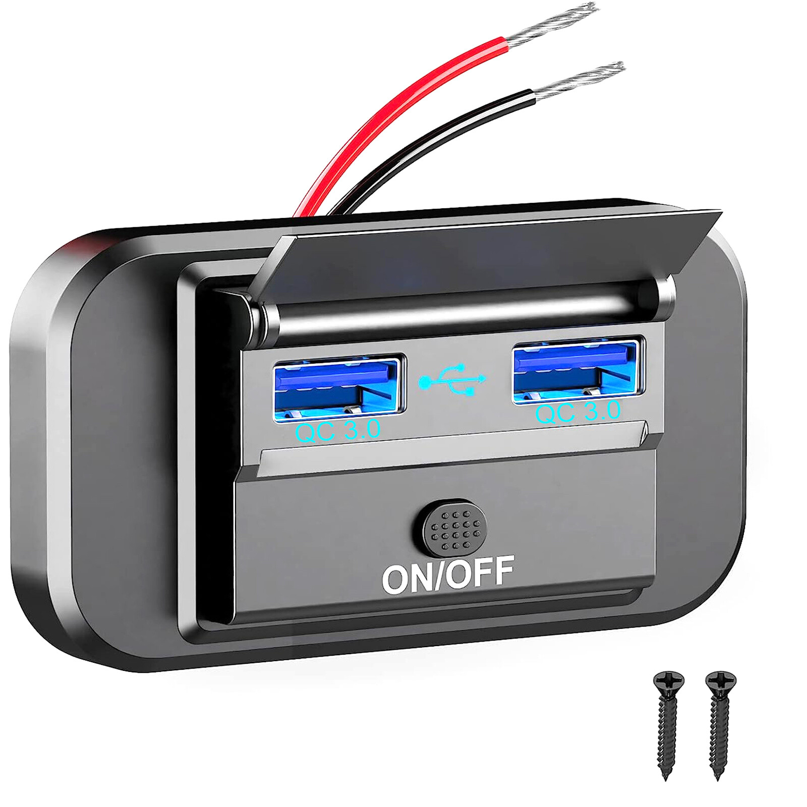 12-24V Dual USB QC3.0 Fast Charger for Car Boat RV with LED