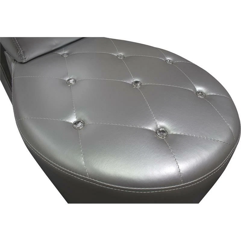 Best Master High Heel Faux Leather Crystal Studs Shoe Chair in Silver