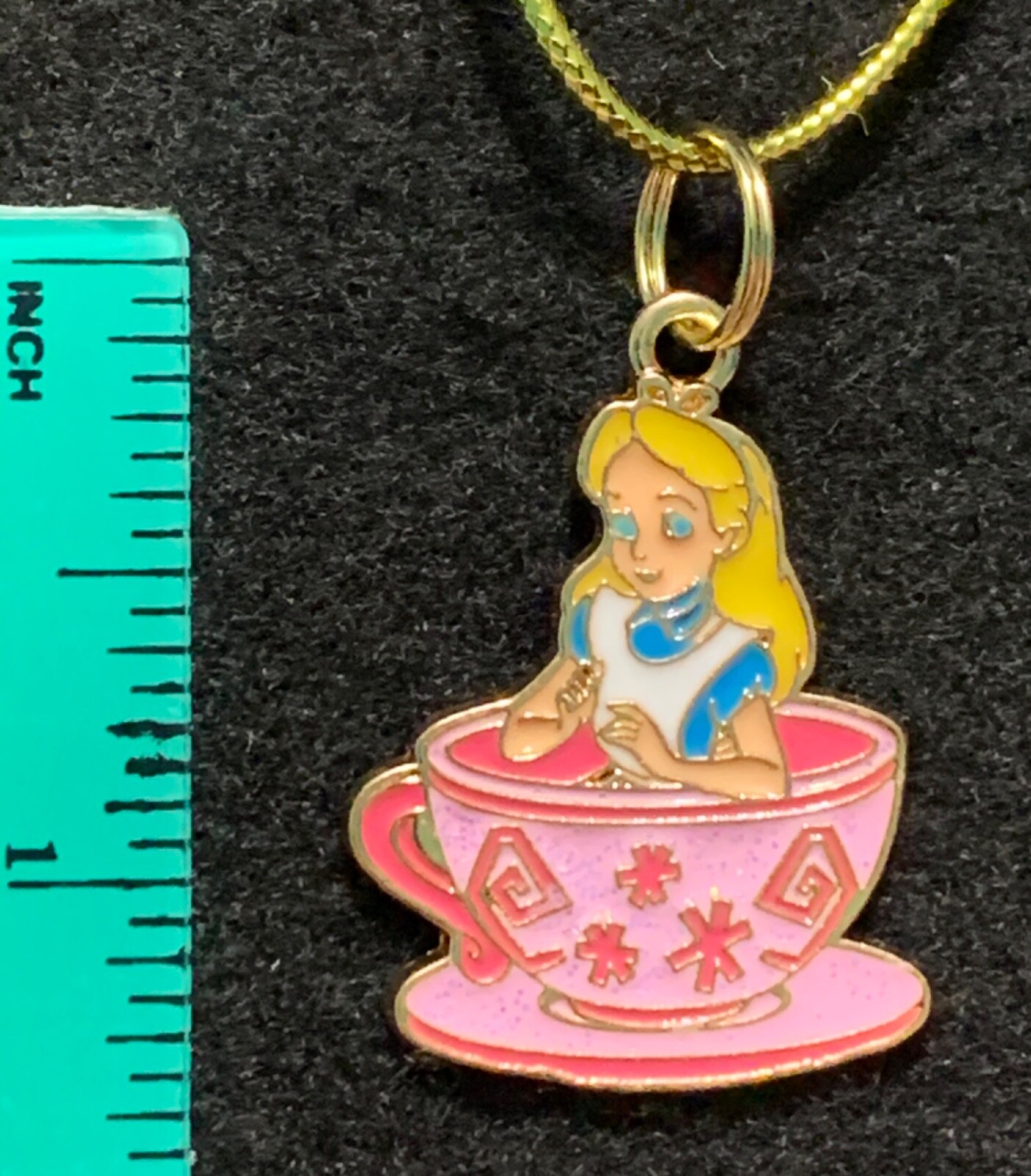 ALICE in WONDERLAND Necklace NEW Disney Tea Cup Ride We’re All Mad Here (C) Gold eBay