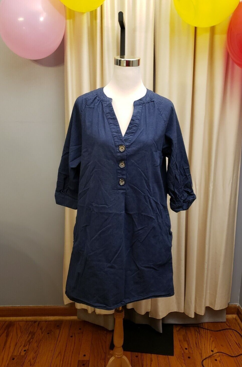 FALLS CREEK Medium Women Blue Denim Dress Knee Length Cotton/Spandex | eBay