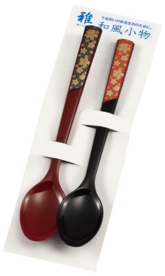 Pair Cofee tea dessert scoop Yamanaka lacquerware Miyabi Cherryblossom Japan