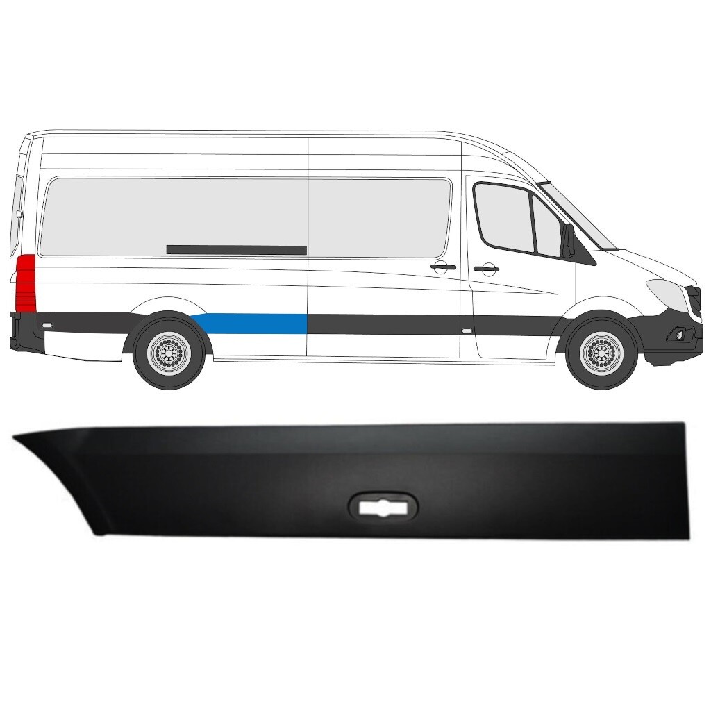 Moulure latérale droite Mercedes Sprinter L3 contre chocs aile avant passage roue arrière