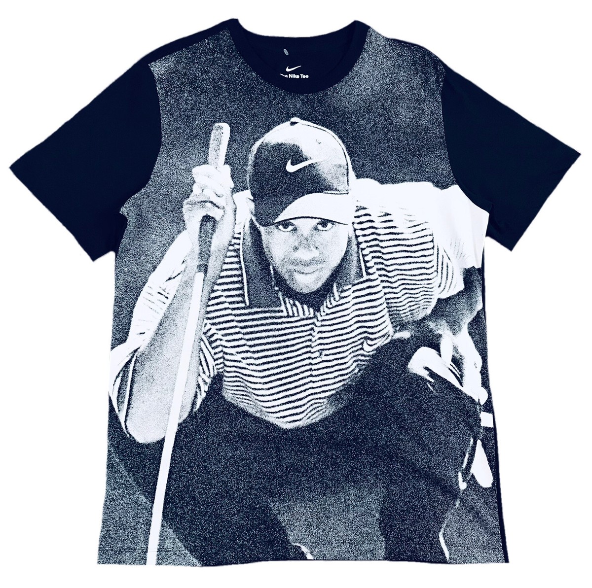 Nike Tiger Woods DRI-FIT 半袖シャツ+ベストＭセット売り Nike Tiger Woods Men's Black & White Crewneck Golf T-Shirt Size L