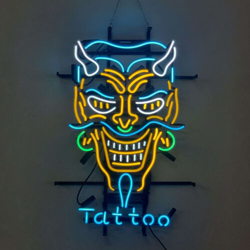 Tattoo salon logo neon sign a symbol Royalty Free Vector