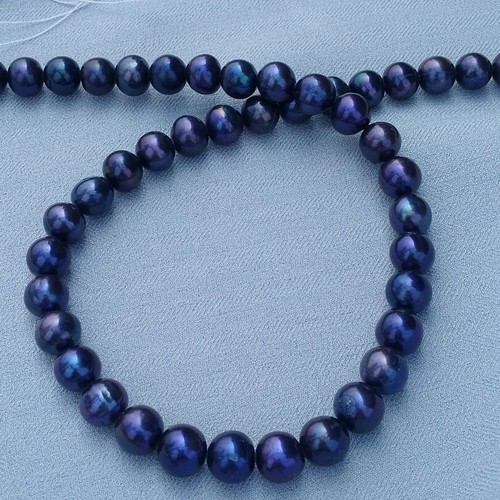 21" Handmade Exquisite AAA Tahitian Black Blue Pearl Necklace 14k Gold P Clasp - Picture 4 of 5