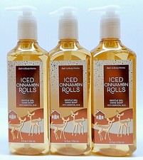 3 BATH BODY WORKS ICED CINNAMON ROLLS GENTLE GEL HAND SOAP CRUELTY FREE 8.oz