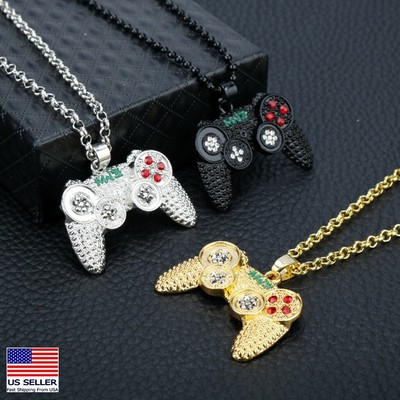 Unisex Retro Crystal Necklace Video Game Controller Console Men Women 0541