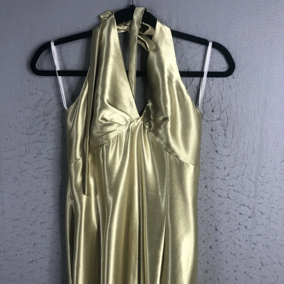 Vintage Jessica McClintock for Gunne Sax Formal Gown Jr. 7  Lime Green Y2K Shine - Image 2 of 4