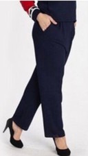 ST.JOHN NAVY BLUE SANTANA KNIT PLEATED FRONT TAPERED LEG PANTS SZ 4 MADE IN USA