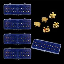 5X Dental Orthodontic Mini Brackets Braces 24K Gold Plated Roth.022 3 4 5Hook