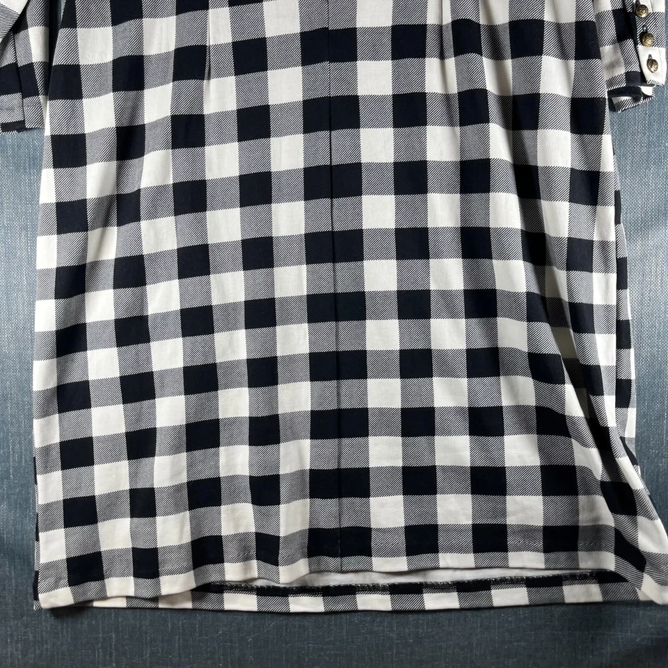 Vestido para mujer Talbots L blanco y negro con cremallera trasera tejido a cuadros ropa de trabajo algodón MB Foto 4 de 4