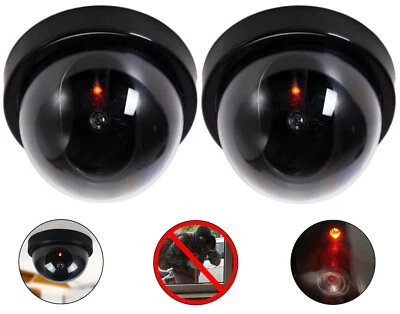 O&W SECURITY 2X Telecamera Fittizia Bambola con Obiettivo Videosorveglianza Fake Camera LED Rosso