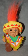 Troll Doll 4 1/2" Russ Mexico with Guiter Orange Hair Around the World
