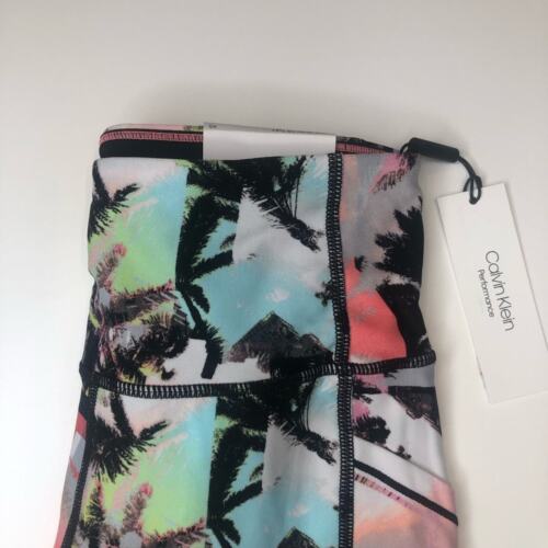 Calvin Klein Multi-Color Palm Tree Print Leggings w/ Pockets, High Waisted, NWT! - Picture 2 of 6