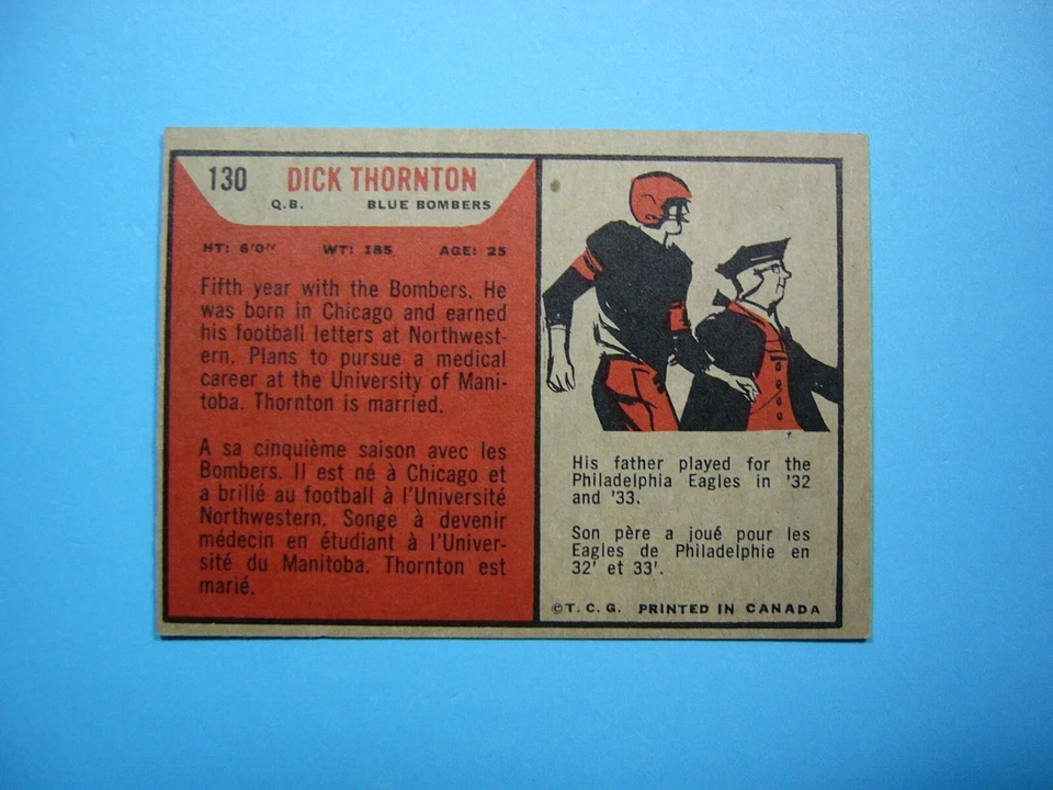 1965 TOPPS CFL FOOTBALL CARD #129 ROGER SAVOIE EX/NM SHARP!! '65 TOPPS - Image 2 of 2