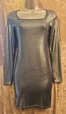 Gold Shimmer Stretch Bodycon Dress, UK s.8, Long Sleeves, Stunning!