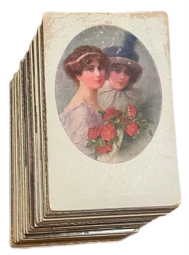 Lot of +150 vintage non-topographical greetings art postcards MAJOR DEFECTS!