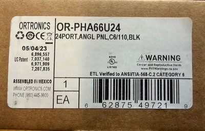 ORTRONICS OR-PHA66U24 Clarity 6 Angled 24-Port Category 6 Patch Panel