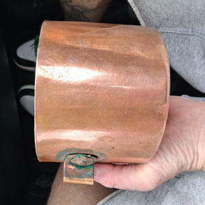Handmade Copper Pot Vintage Vessel with Handle Collectible Decorative Metalware