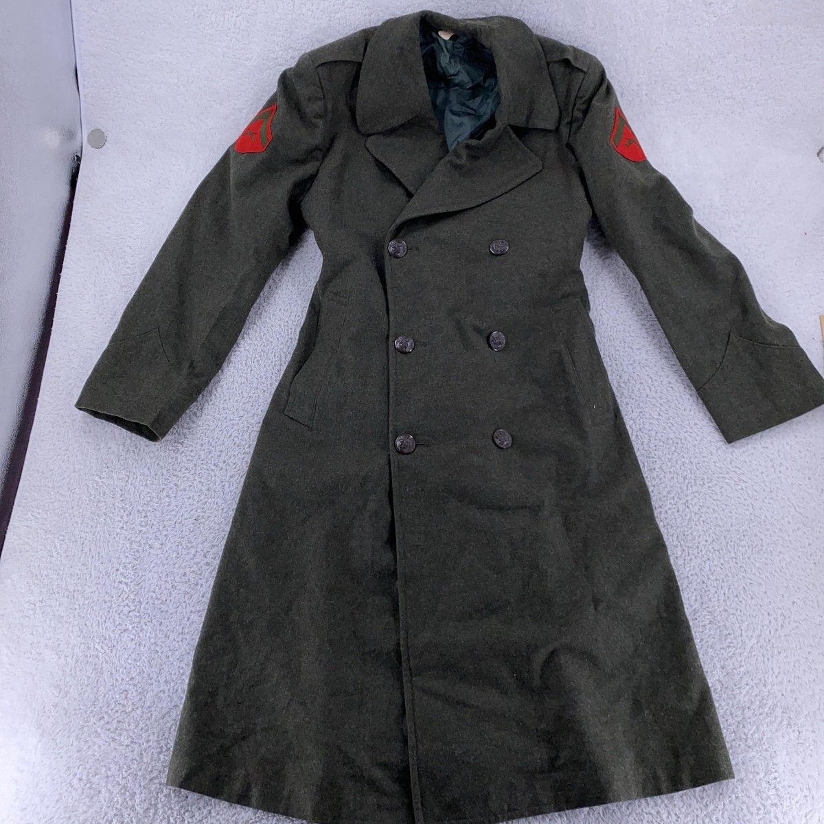 Vintage US Marine Corps Overcoat Mens XS Wool Military Peacoat