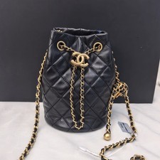 Chanel Drawstring Bucket Bag w/Gold Ball Classic Handbag Leather [Duties Paid]