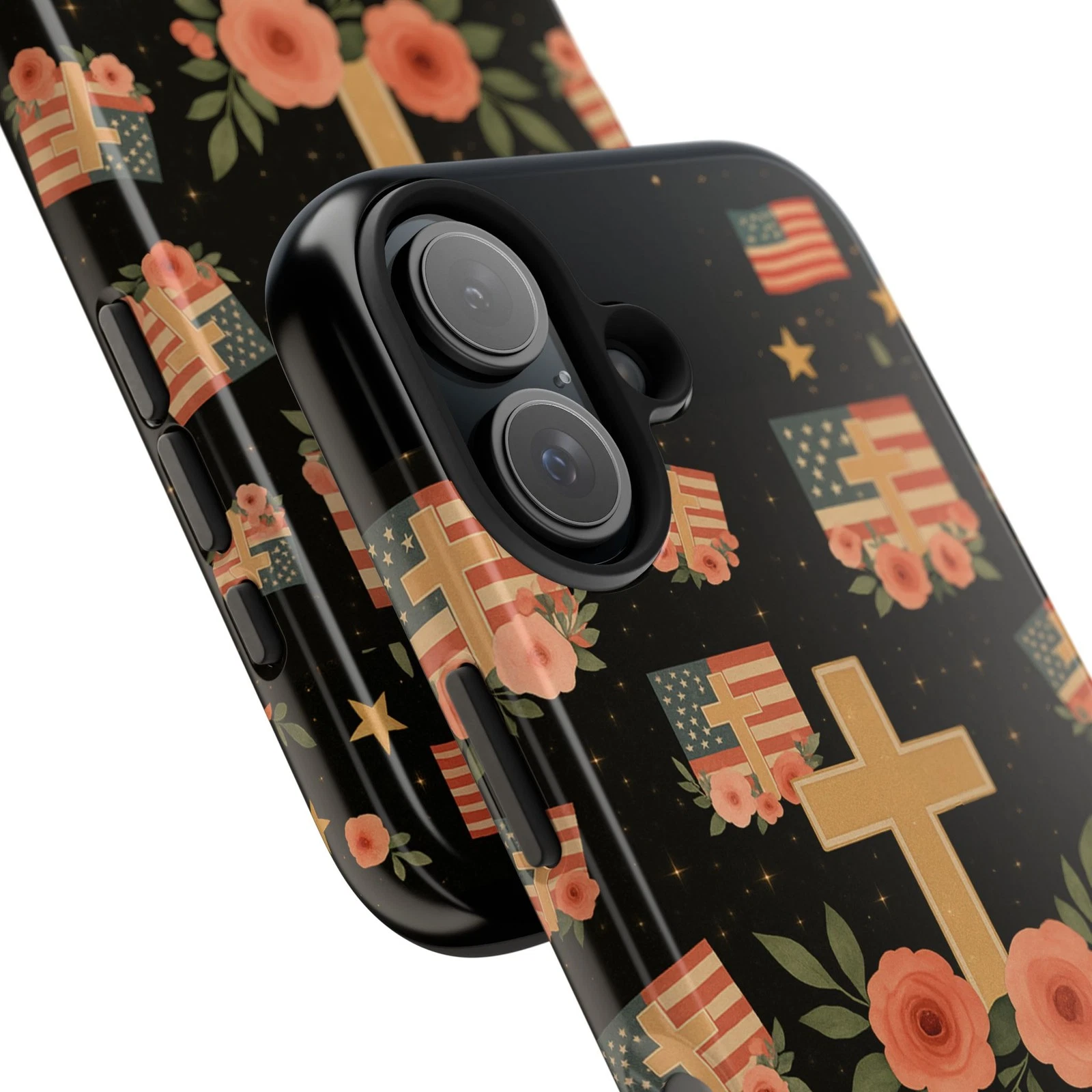 Floral Cross iPhone Case - Heavy Duty Protective Cover