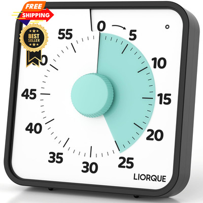 LIORQUE 60 Minute Visual Timer for Kids and Adults, Non-Ticking 7.5 Green