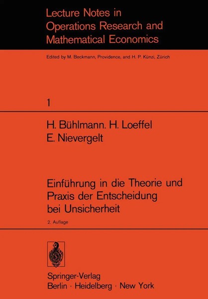 H. BüHlmann (U. A.) | EinfüHrung In Die Theorie Und Praxis Der Entscheidung...-image