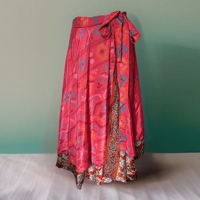 NWT Reversible Southwestern Gypsy Flamenco Midi Sari Silk Wrap Darn Good Yarn LG
