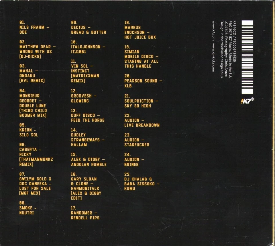 MATTHEW DEAR DJ-KICKS CD 25 Titel In Digipak (K7346CD) Deutschland !K7 2017 - Bild 2 von 2