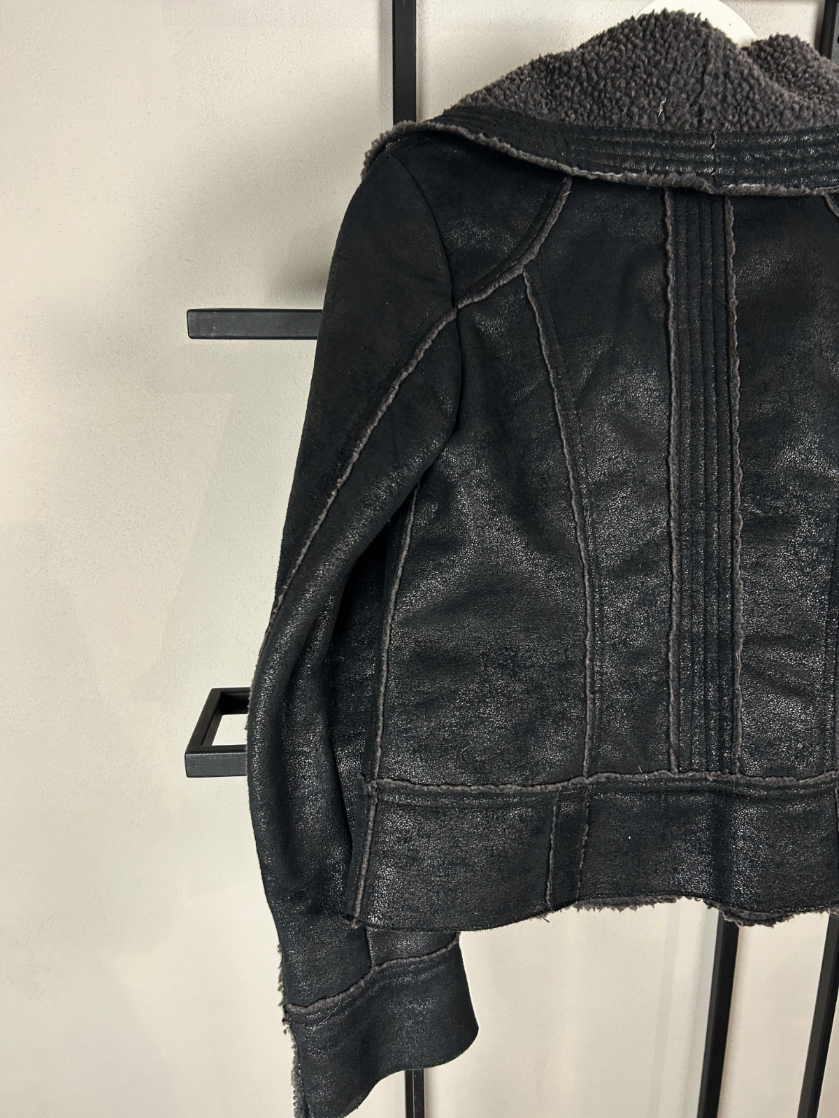 VTG Streetwear Japanese Yohji Style Archival Clothing Leather Fur Jacket 90s Y2K