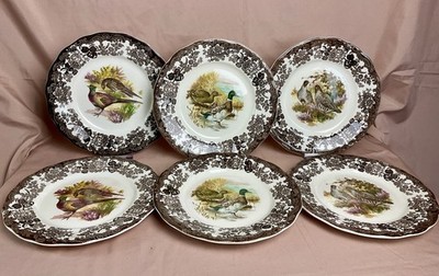 Vintage Palissy Game Serie Royal Worcester 6er Set Speiseteller - 25,5 cm