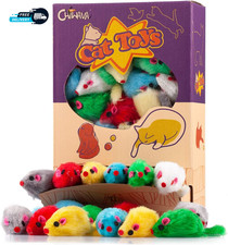 36PCS 4.1 Furry Cat Toy Mice Rattle Small Mouse Kitten Interactive Play Assorted