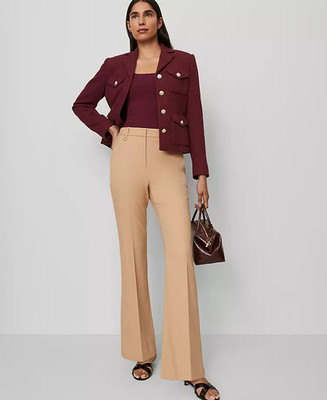 NEW ANN TAYLOR $129 CAFE AU LAIT BI-STRETCH SLIM FLARE TROUSER PANTS SZ 6P