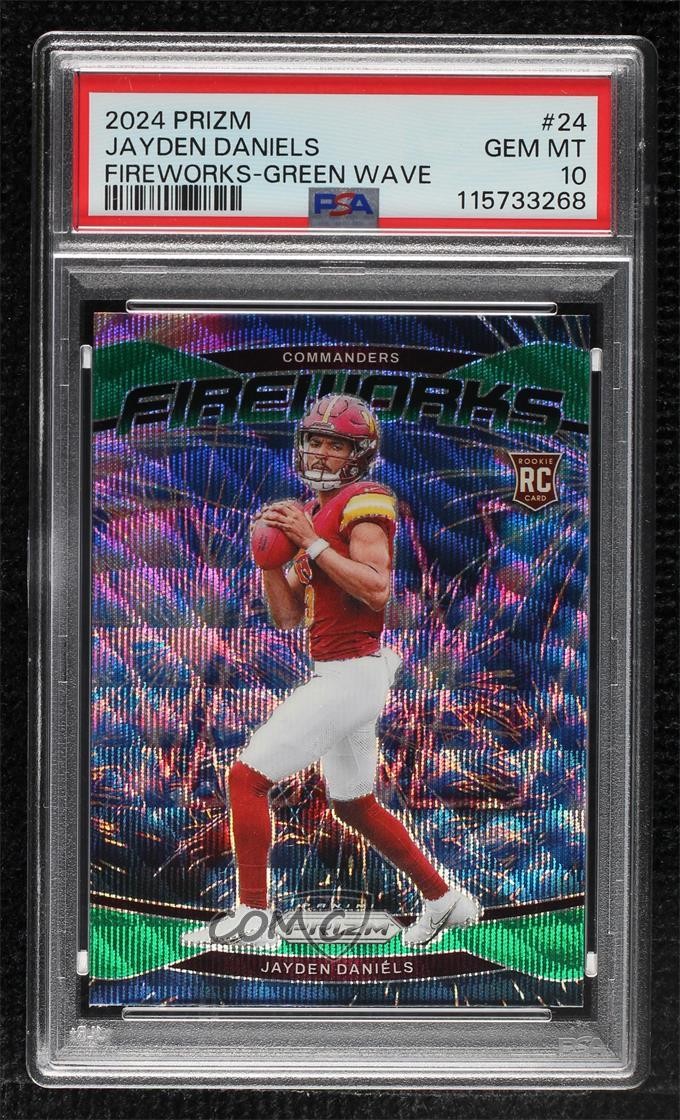 2024 Prizm Fireworks Green Wave Jayden Daniels #24 PSA 10 GEM MT Rookie RC 1bk5