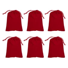 6Pcs Velvet Drawstring Bags, 10x8 Inch Soft Gift Bags Jewelry Pouches, Red