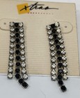 Class Jewelry 3 strand 2” black & white rhinestone dangle earrings in xtras bag — photo 1