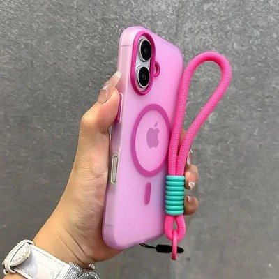 for Magsafe Case for Iphone 17 Pro Max Air Hand Wrist Strap Matte Soft Cover