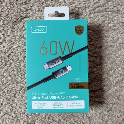 INIU - 60W USB C to USB C Cable 2-pack Fast Charging Cable READ MISSING ONE
