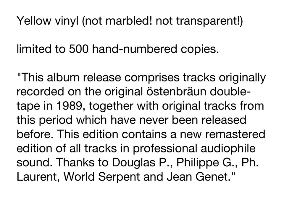 DEATH IN JUNE / LES JOYAUX DE LA PRINCESSE Ostenbraun LP NM Yellow Ltd 500 - Image 3 of 4