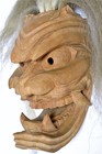 Wooden! Japanese Traditional Kagura Mask Demon BURYU (浮立) Samurai Noh Kabuki