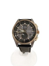 CITIZEN H874-005HK04 Gray Black Leather Watch Excellent JAPAN