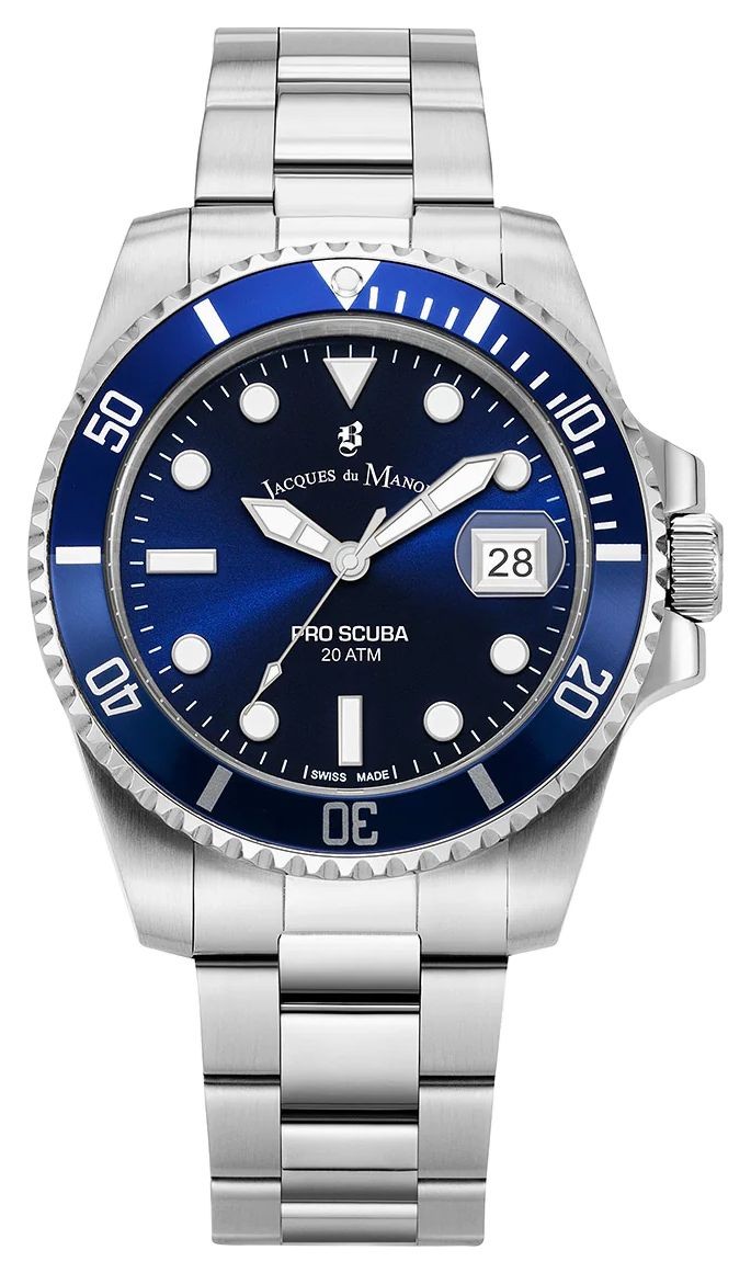 Jacques Du Manoir Pro Scuba (43mm) Blue Dial / Stainless Steel Bracelet