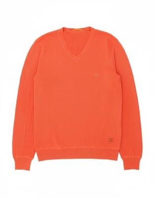 CAMEL ACTIVE Mens V-Neck Jumper Sweater Large Orange Cotton CE02