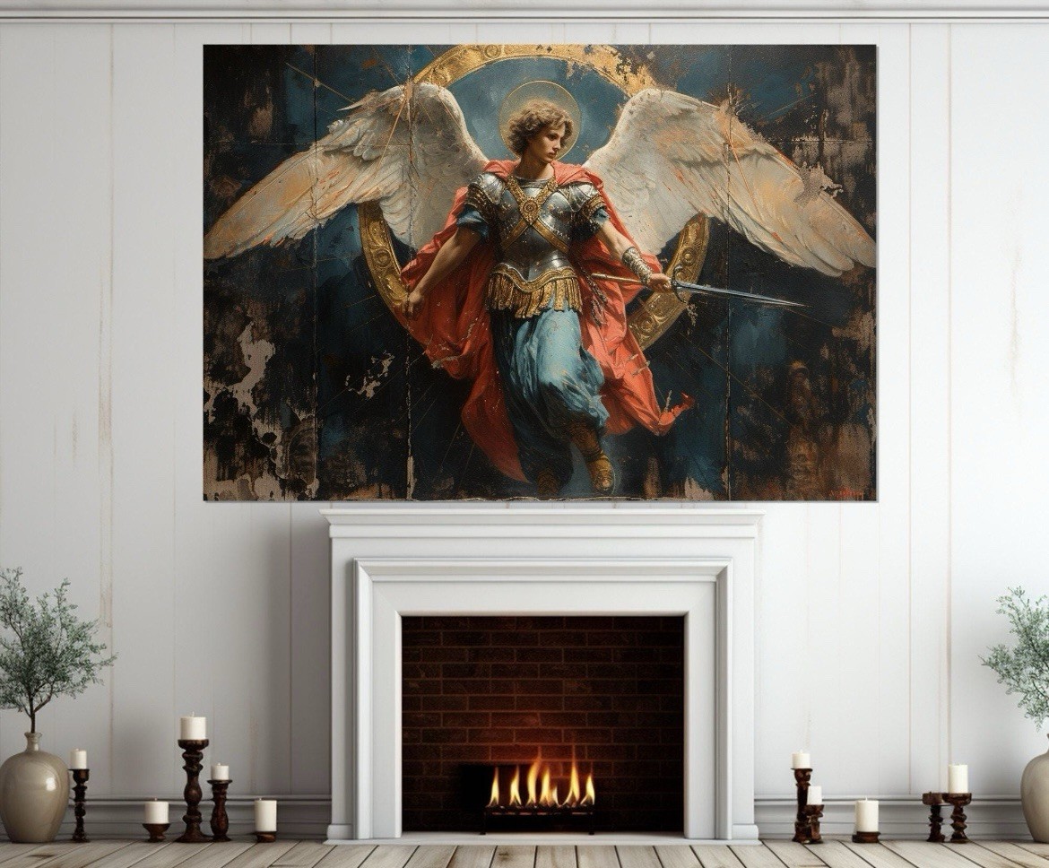 Saint Michael The Archangel Canvas Wall art Christian Religious Wall ...