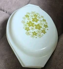 Vintage Pyrex 045 Verde 2 1/2 Quart dish With 945C Daisy Casserole Lid