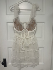 For Love Lemons White Floral Lace Mesh Underwired Babydoll Chemise XL