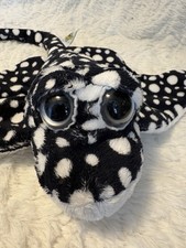 1 One Vintage The Petting Zoo Sting Ray Black with White Spots Stuffed Plush