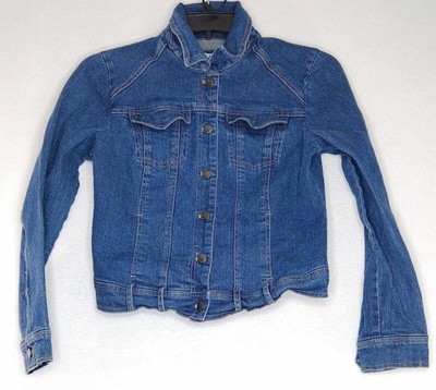 Live A Little Womens Blue Jean Jacket Size Small Short Med Length Collared