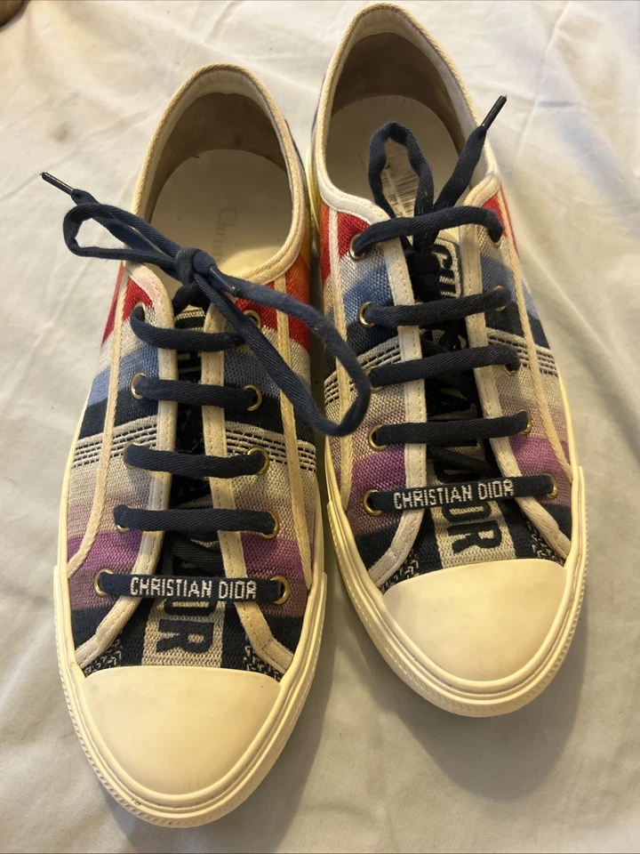 Christian Dior Canvas Rainbow Walk'N'Dior Sneakers 40 Multicolor Gucci Ladies - Image 2 of 4